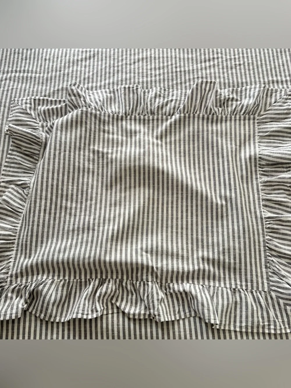Emily & Meritt x Pottery Barn Teen Gray White Stripe Queen Duvet & Shams Set
